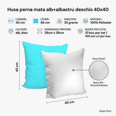 Husa perna mata alb+albastru deschis 40x40 TH15-15 - Green Print