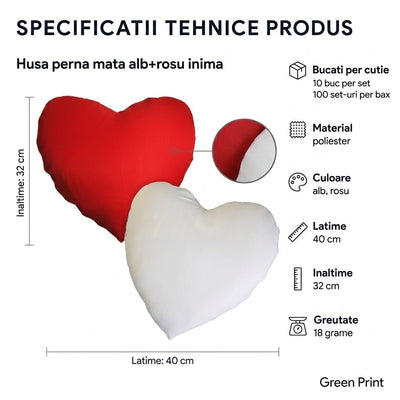 Husa perna mata alb+rosu inima TH16-12 - Green Print