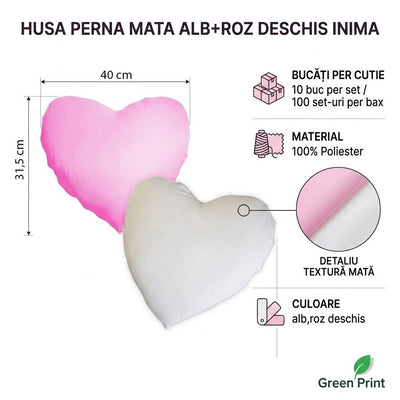 Husa perna mata alb+roz deschis inima TH16-13 - Green Print