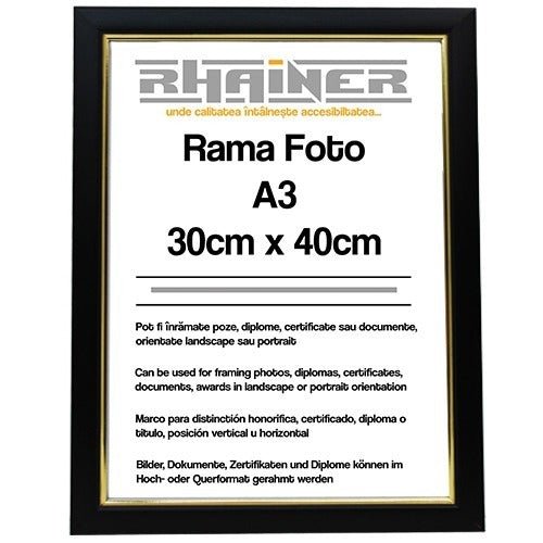 Rama foto Madrid negru+auriu A3 FA3-19 - Green Print