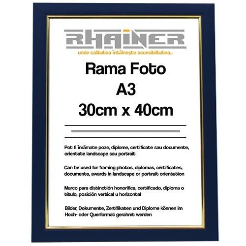 Rama foto Madrid albastru+auriu A3 FA3-16 - Green Print