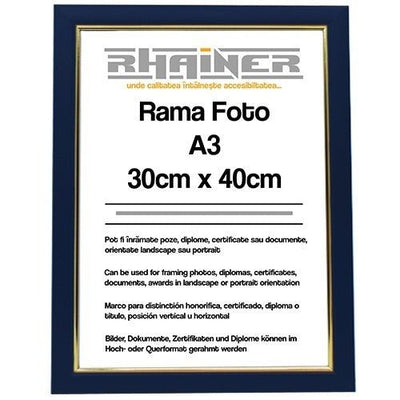 Rama foto Madrid albastru+auriu A3 FA3-16 - Green Print
