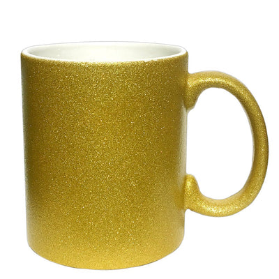 Cana GLITTER aurie sublimabila + cutie individuala A6620 - Green Print