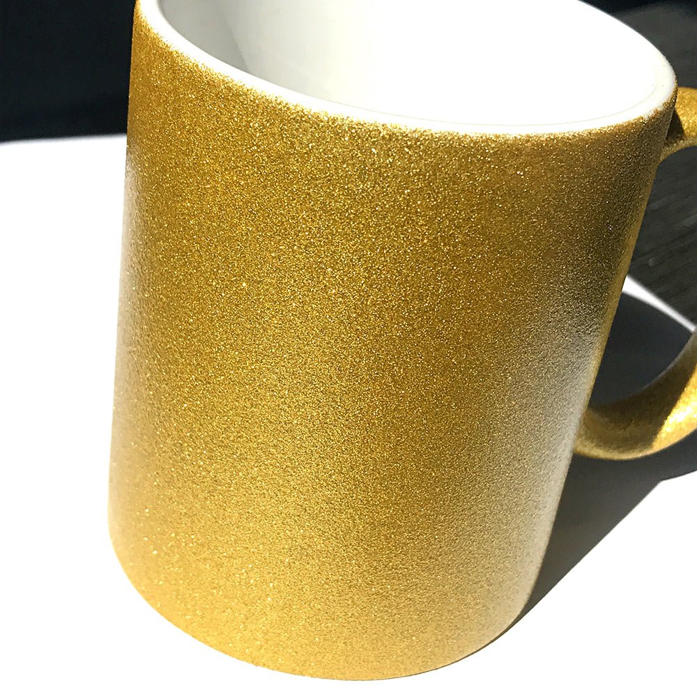 Cana GLITTER aurie sublimabila + cutie individuala A6620 - Green Print