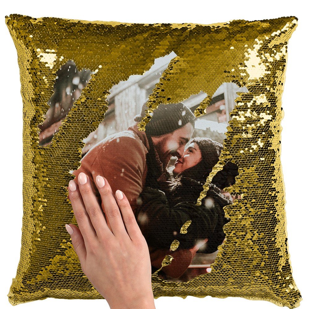 Husa perna cu paiete sublimabila aurie 40x40 THG21 - Green Print