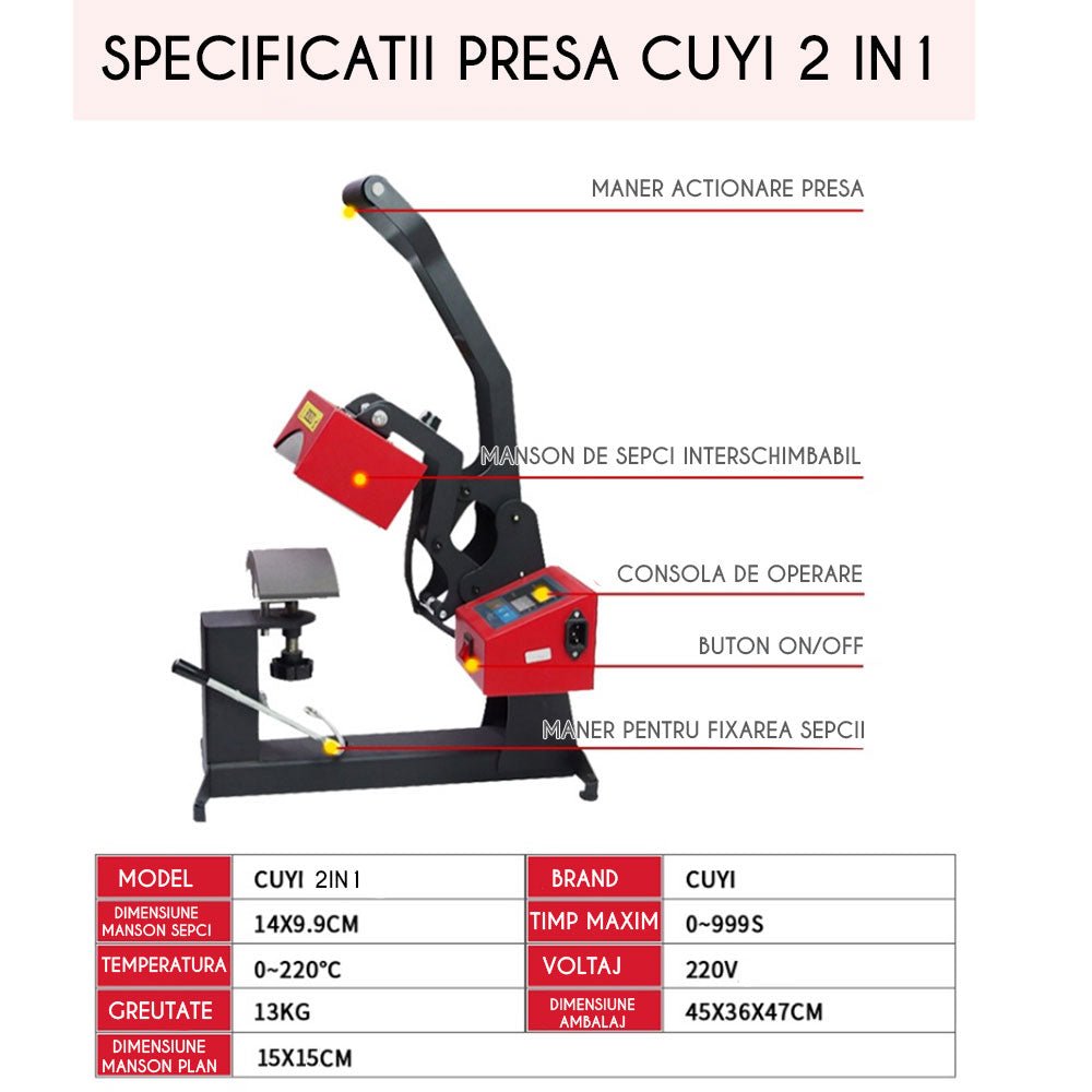 Presa 2in1 - sepci si plana 15x15 CuYi CUYI2IN1HP - Green Print