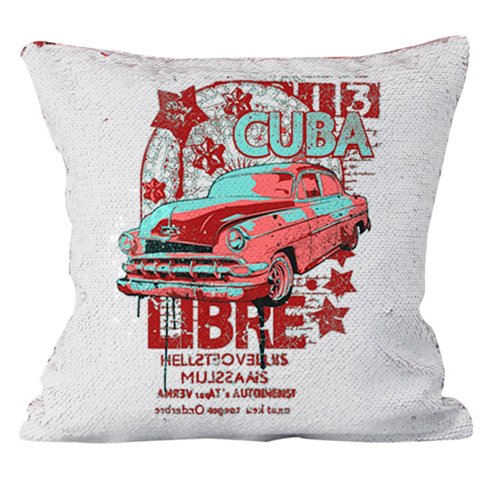 Husa perna cu paiete sublimabile rosie 40x40 THG12 - Green Print