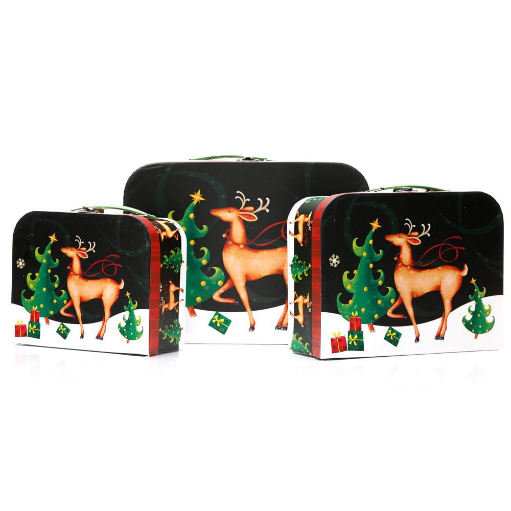 Cutii tip geanta model Rudolf - set 3 buc CUH-W7835 - Green Print