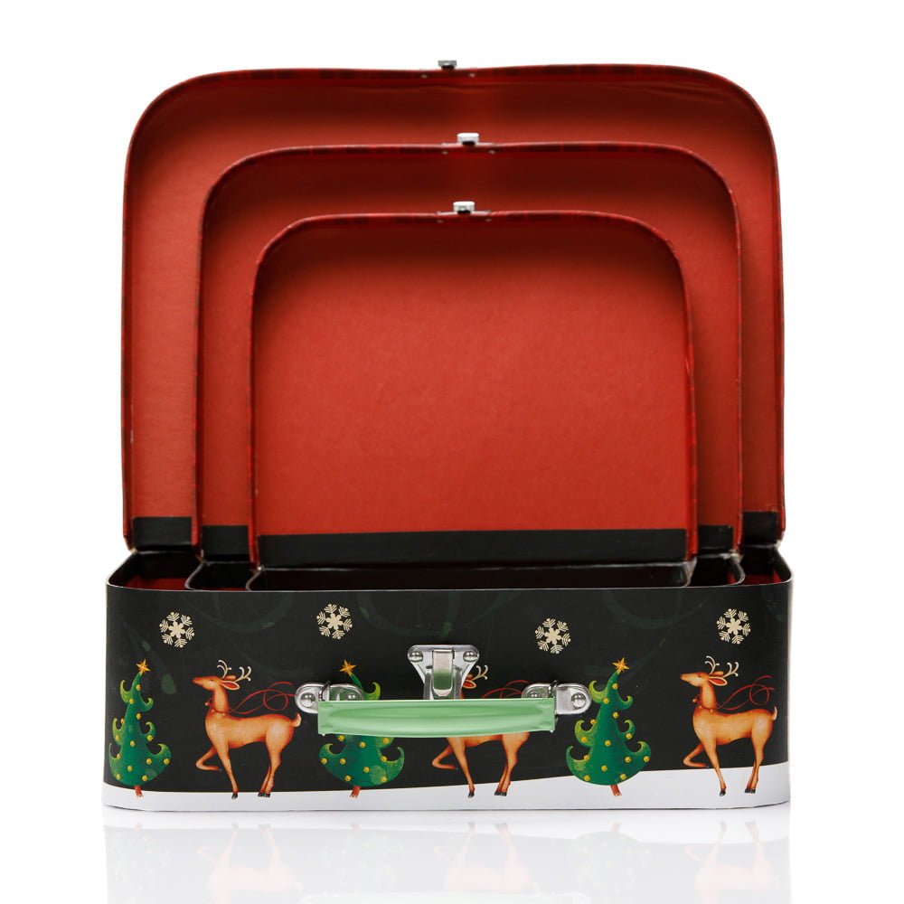 Cutii tip geanta model Rudolf - set 3 buc CUH-W7835 - Green Print