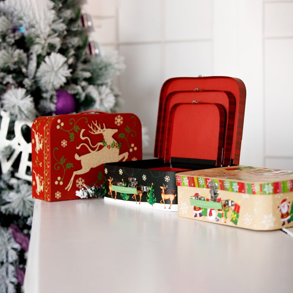 Cutii tip geanta model Rudolf - set 3 buc CUH-W7835 - Green Print