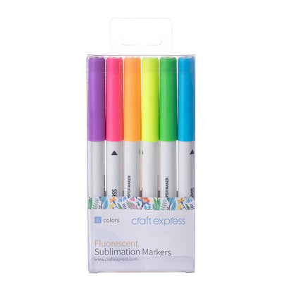 Set 6 markere cu vopsea de sublimare fosforescenta Craft Express CETP6-FC - Green Print