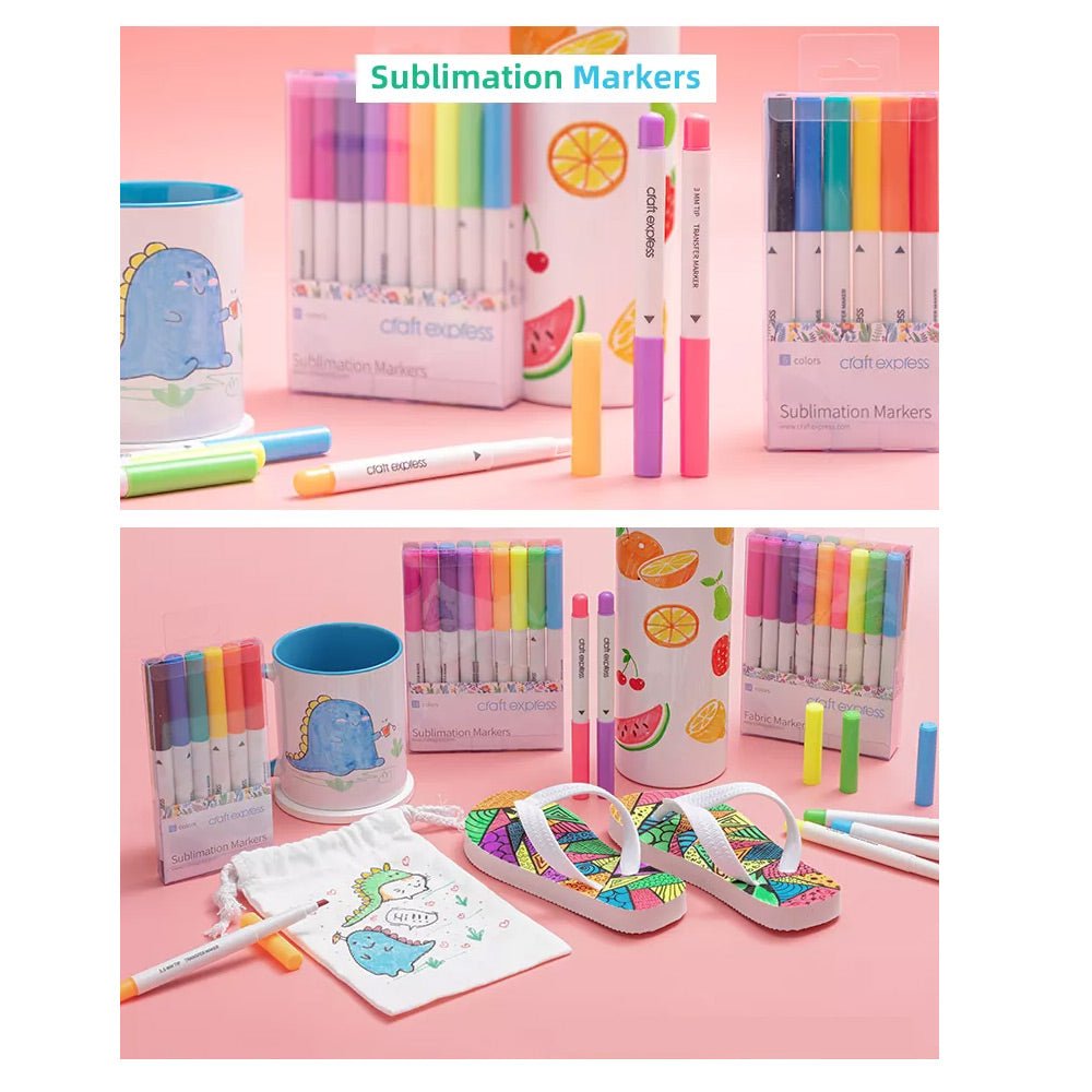 Set 6 markere cu vopsea de sublimare fosforescenta Craft Express CETP6-FC - Green Print