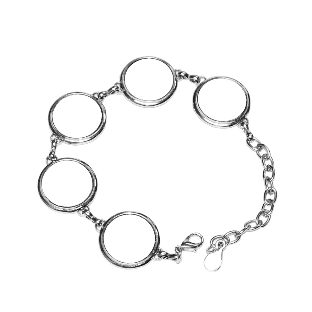 Bratara metalica cu 5 pandantive sublimabile - rotunde SL04-R - Green Print