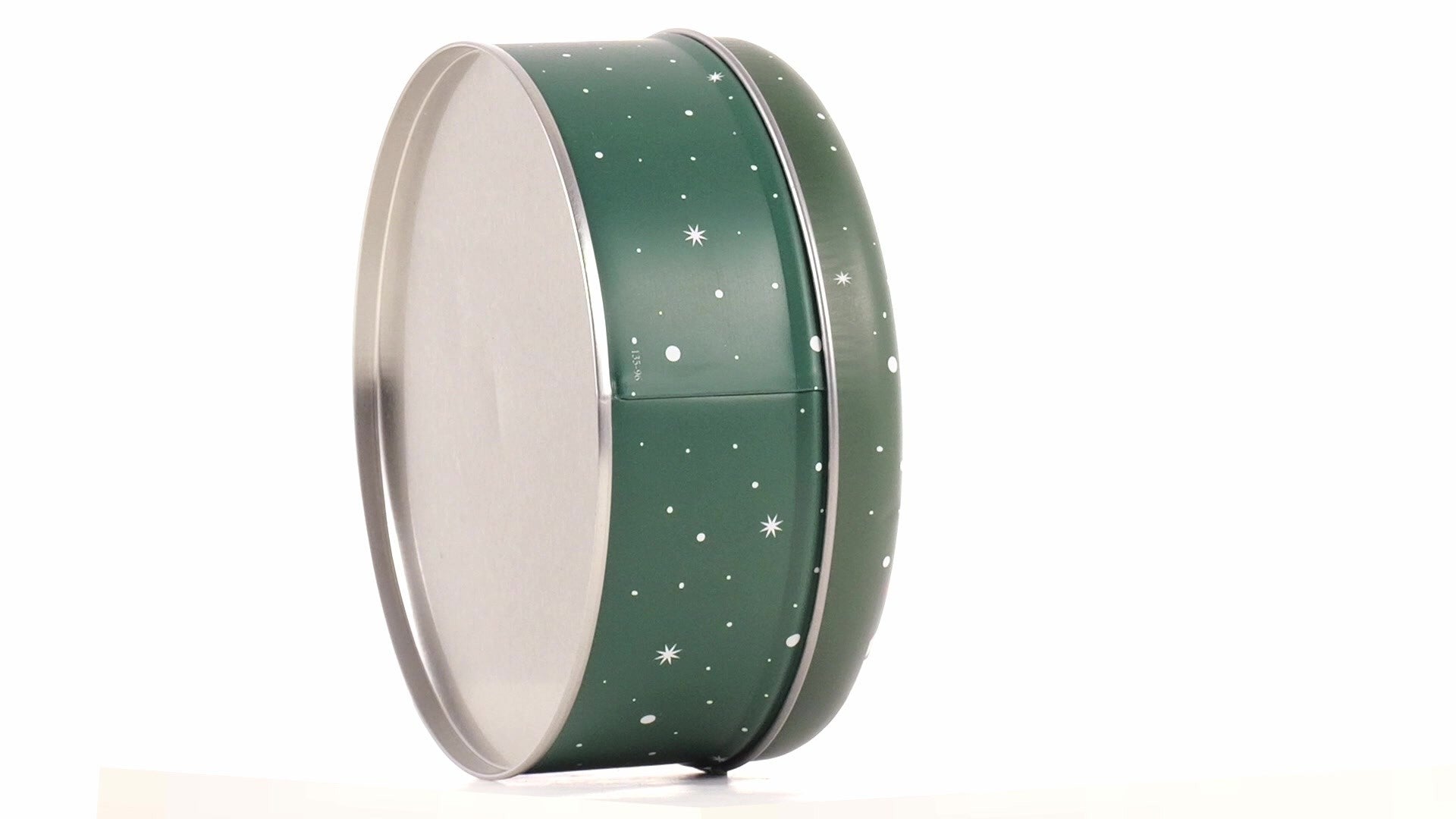 Cutie metalica rotunda verde cu model Mos Craciun XM724624 - Green Print