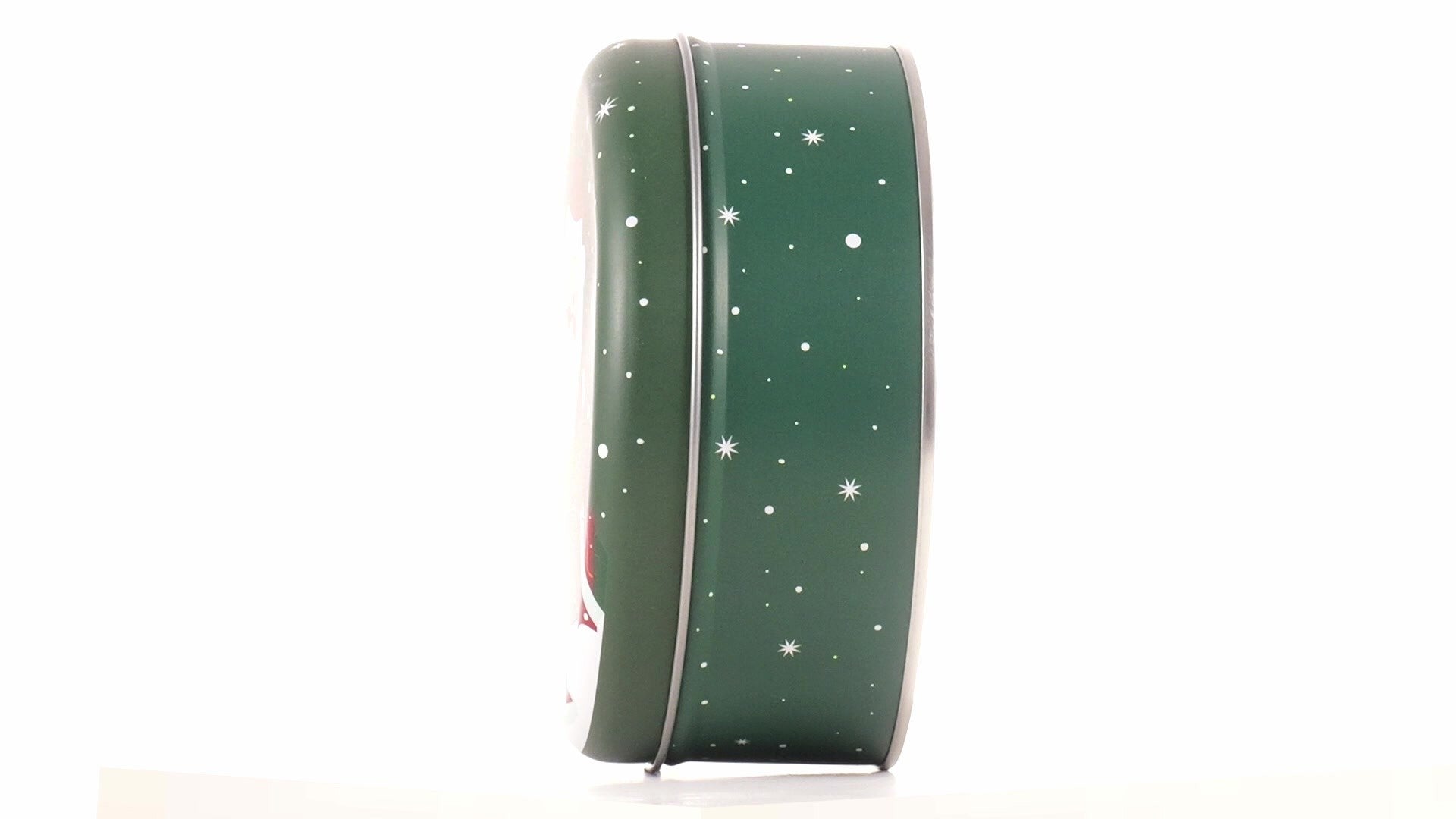 Cutie metalica rotunda verde cu model Mos Craciun XM724624 - Green Print