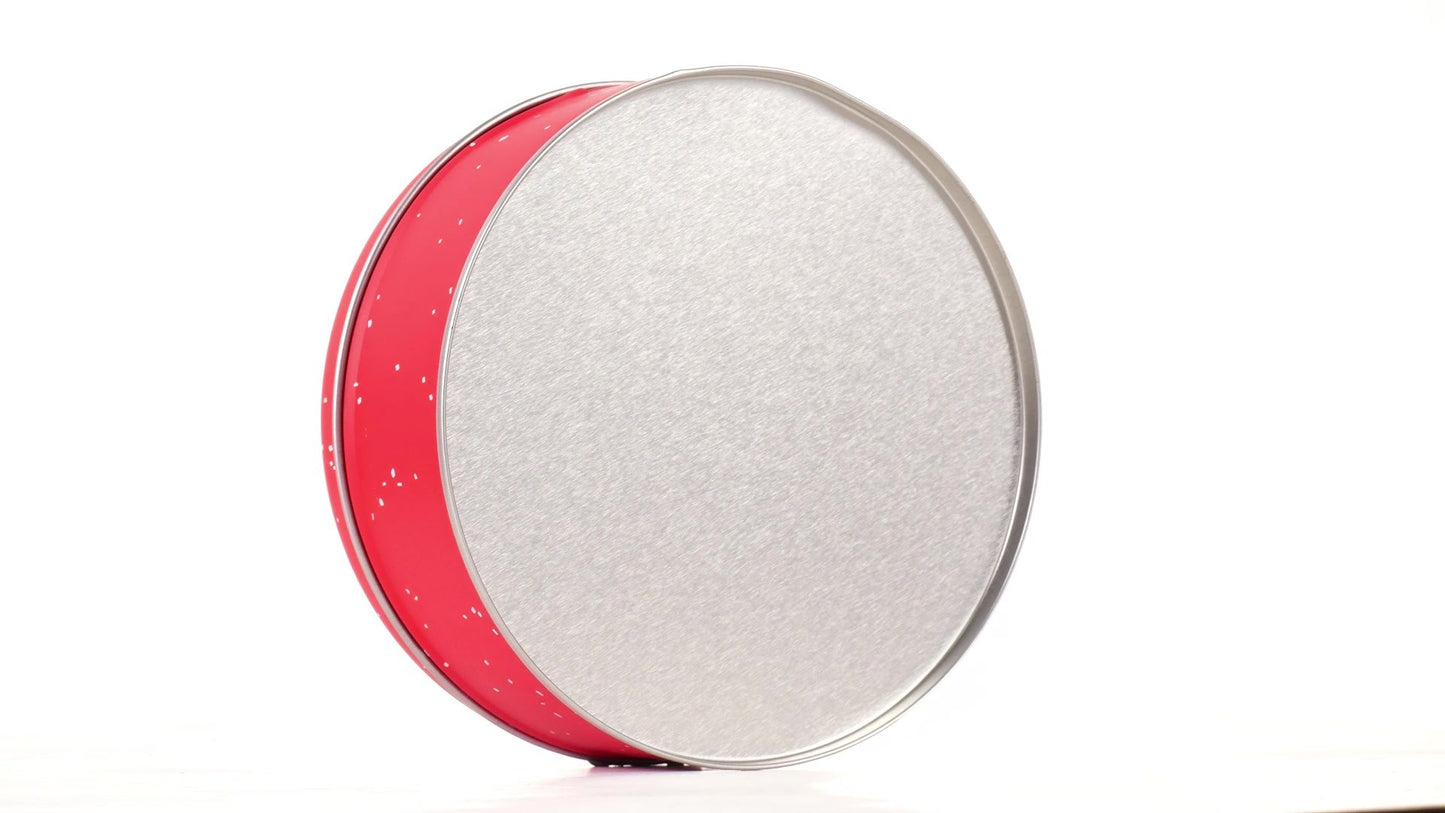Cutie metalica rotunda rosie cu model Mos Craciun XM724744 - Green Print