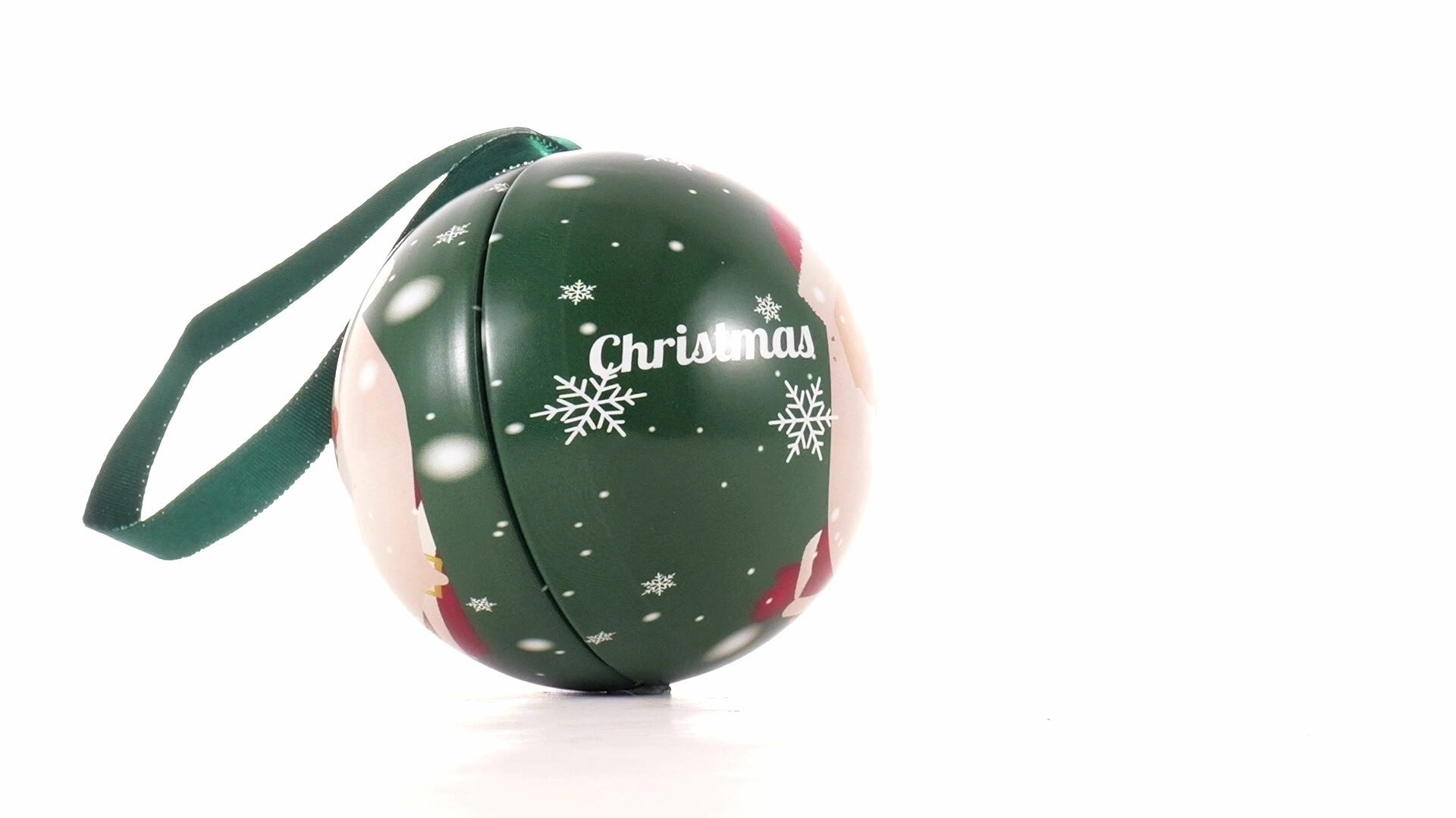 Glob de brad metalic verde cu model Mos Craciun Ø7 cm XM787817 - Green Print