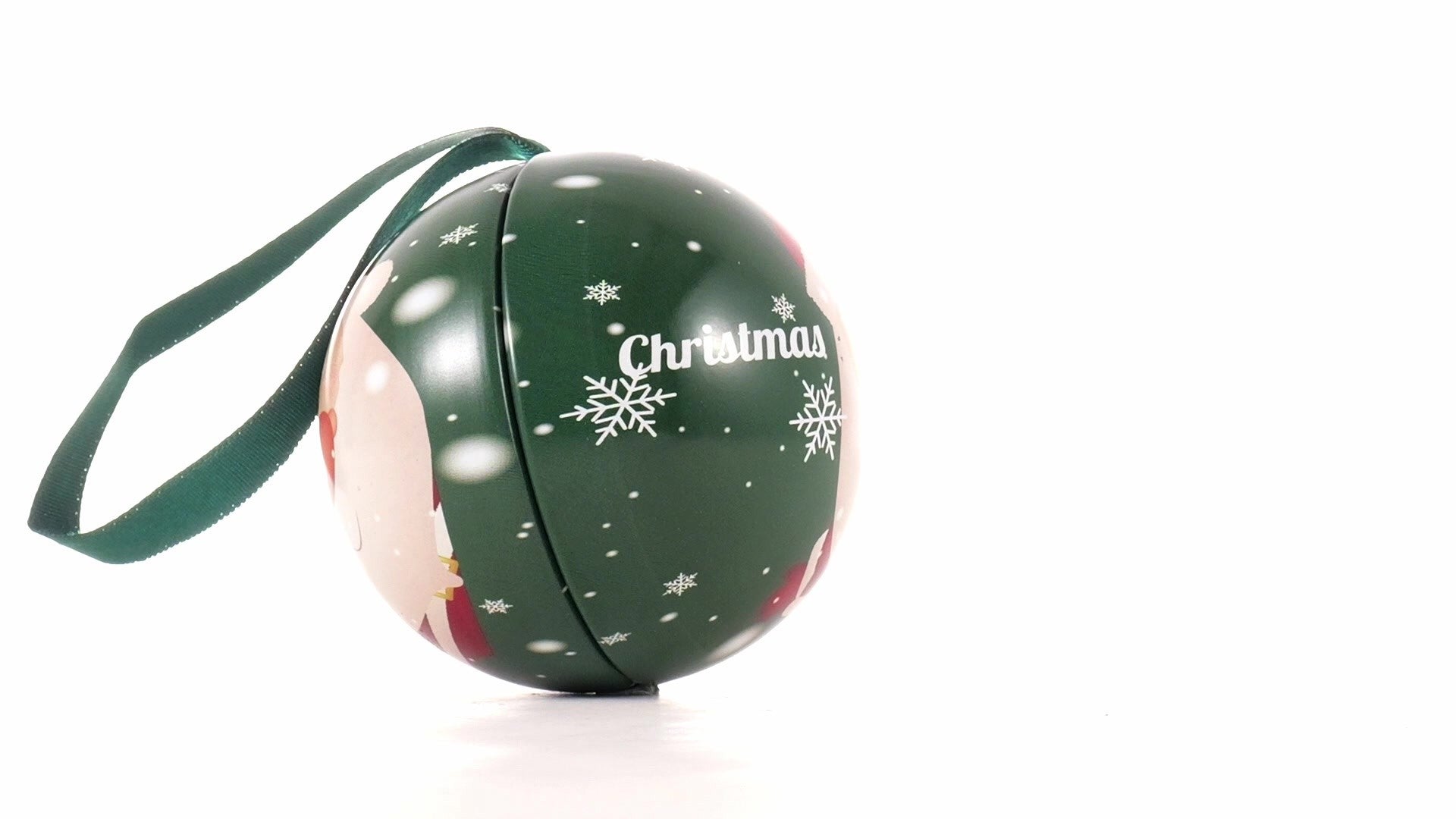 Glob de brad metalic verde cu model Mos Craciun Ø7 cm XM787817 - Green Print