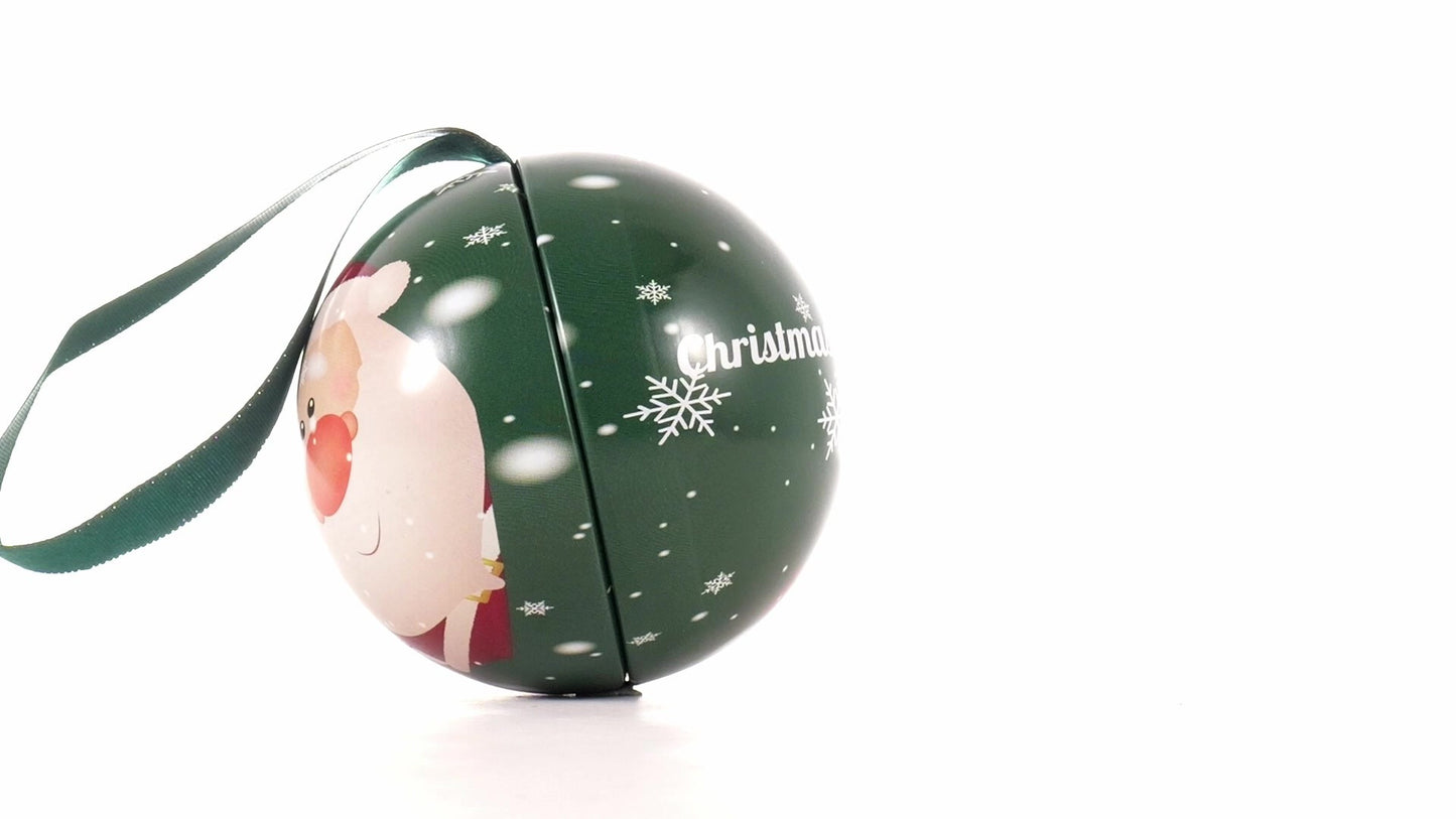 Glob de brad metalic verde cu model Mos Craciun Ø7 cm XM787817 - Green Print