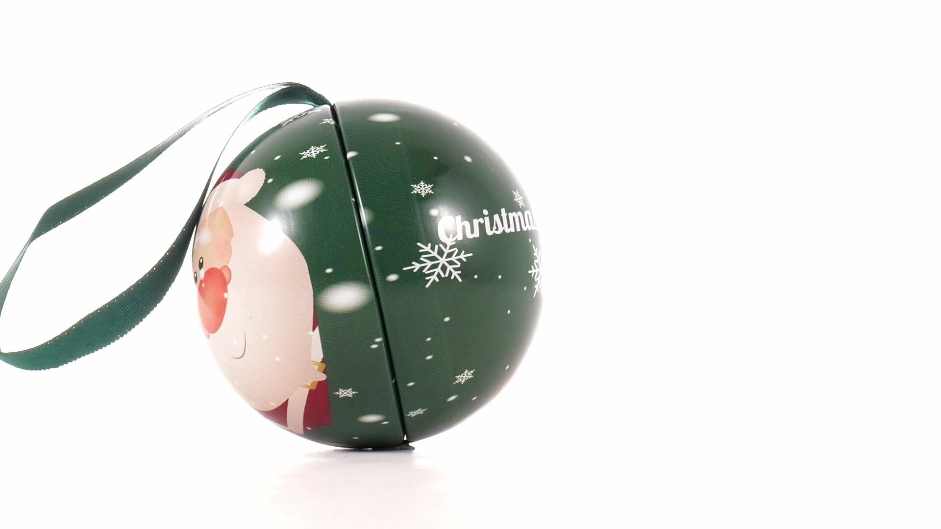 Glob de brad metalic verde cu model Mos Craciun Ø7 cm XM787817 - Green Print