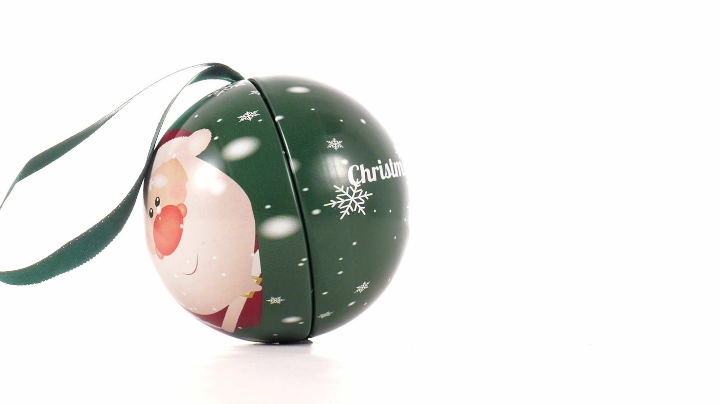 Glob de brad metalic verde cu model Mos Craciun Ø7 cm XM787817 - Green Print