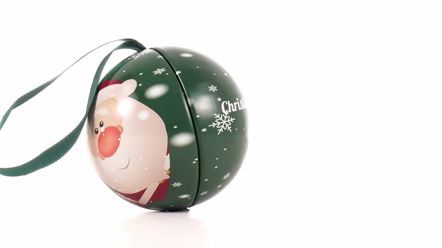 Glob de brad metalic verde cu model Mos Craciun Ø7 cm XM787817 - Green Print
