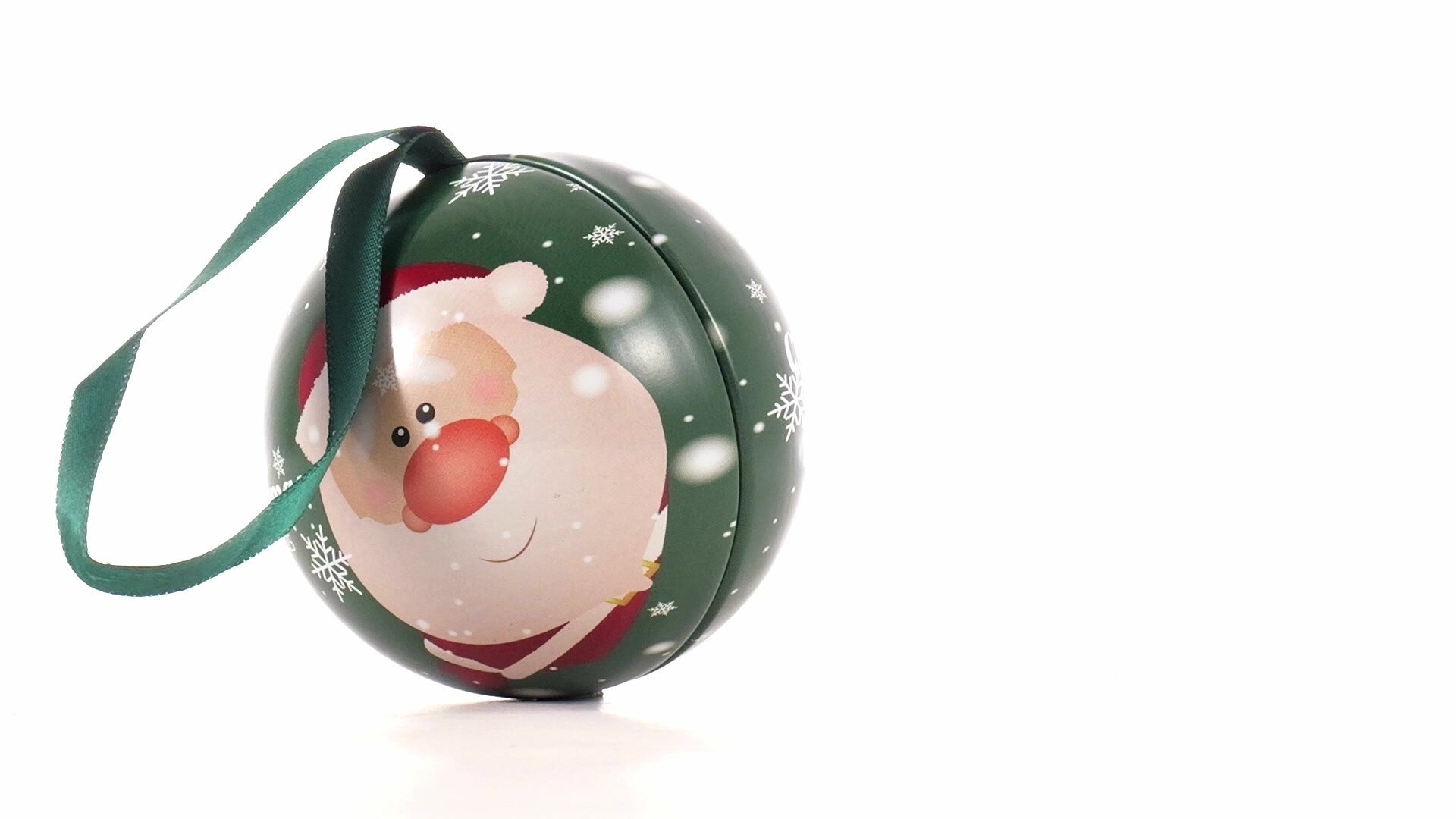 Glob de brad metalic verde cu model Mos Craciun Ø7 cm XM787817 - Green Print