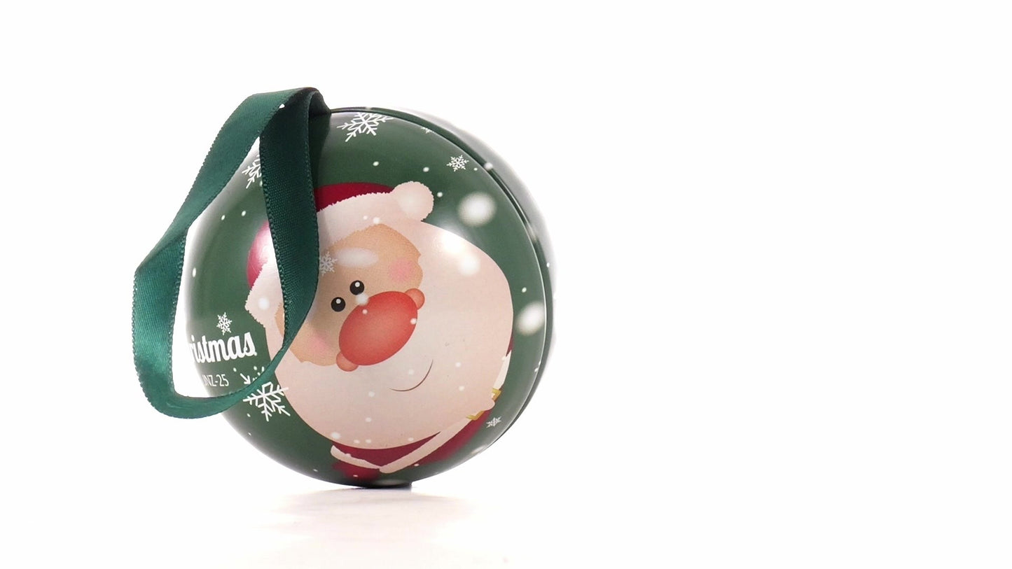 Glob de brad metalic verde cu model Mos Craciun Ø7 cm XM787817 - Green Print