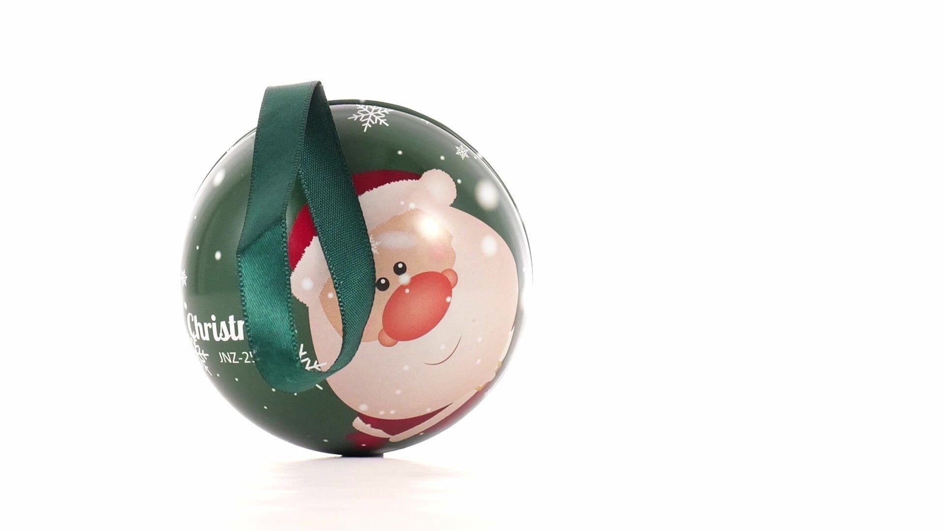 Glob de brad metalic verde cu model Mos Craciun Ø7 cm XM787817 - Green Print