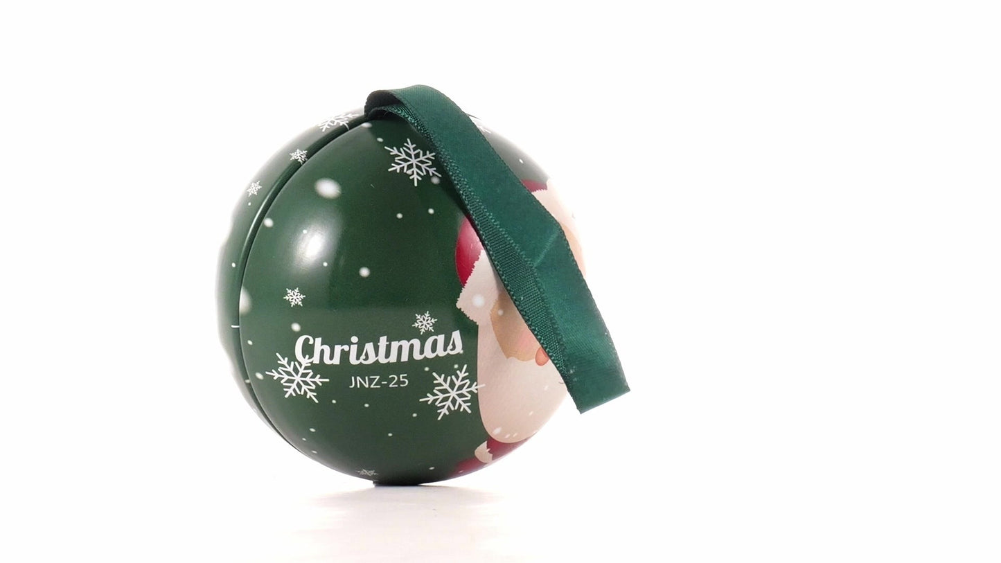 Glob de brad metalic verde cu model Mos Craciun Ø7 cm XM787817 - Green Print