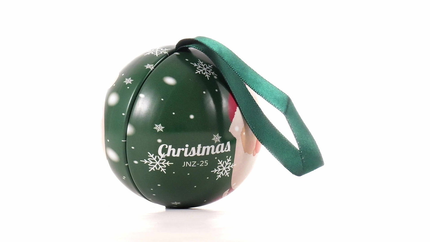Glob de brad metalic verde cu model Mos Craciun Ø7 cm XM787817 - Green Print