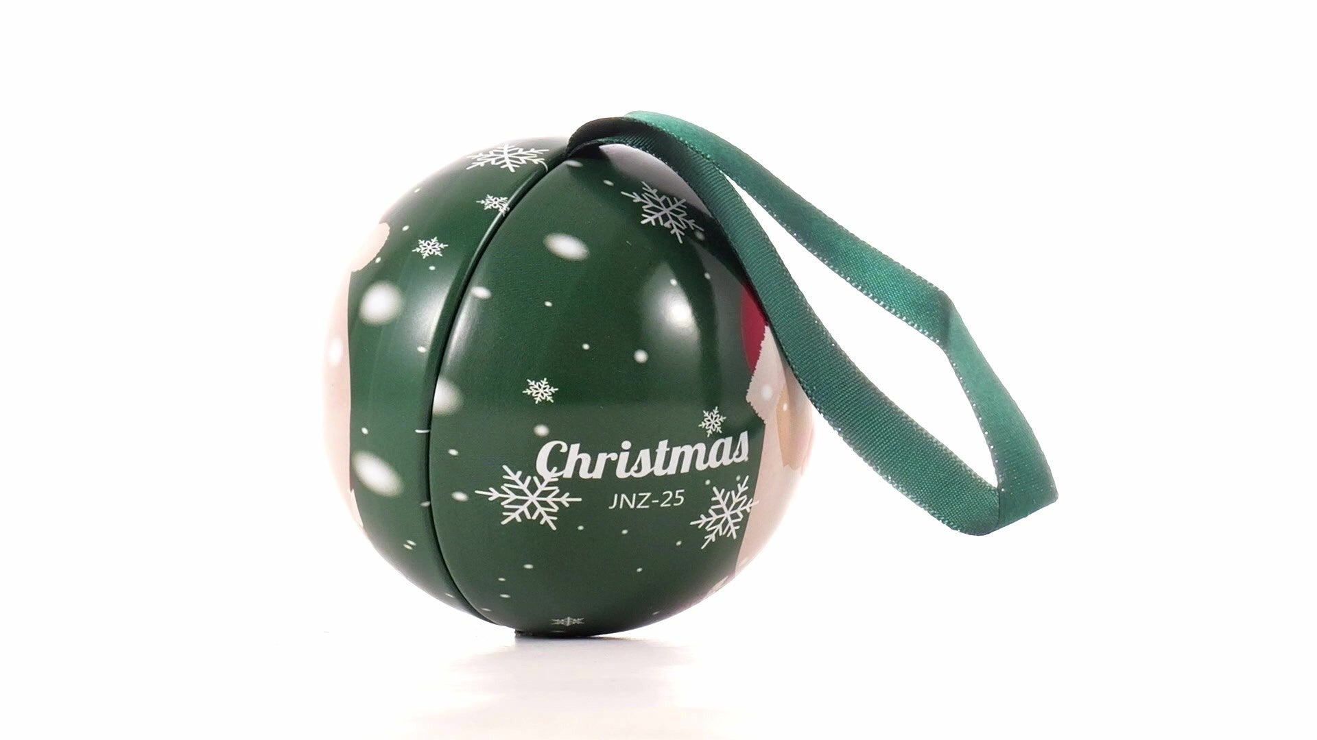 Glob de brad metalic verde cu model Mos Craciun Ø7 cm XM787817 - Green Print