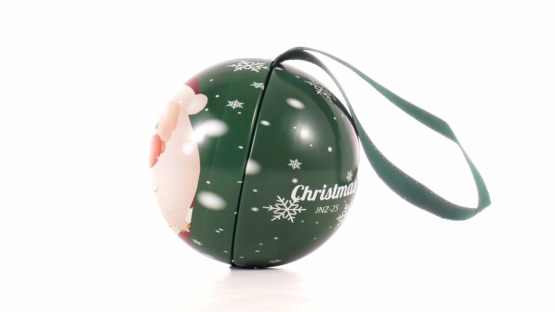 Glob de brad metalic verde cu model Mos Craciun Ø7 cm XM787817 - Green Print