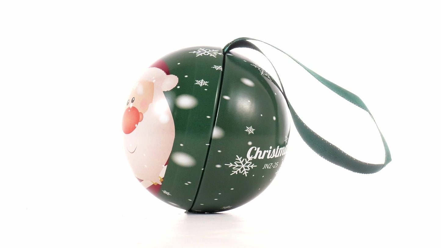 Glob de brad metalic verde cu model Mos Craciun Ø7 cm XM787817 - Green Print