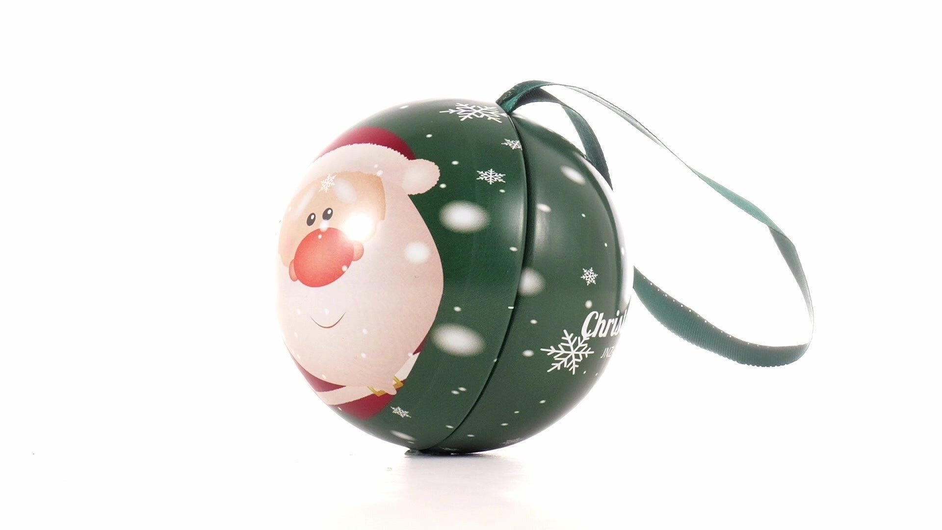 Glob de brad metalic verde cu model Mos Craciun Ø7 cm XM787817 - Green Print