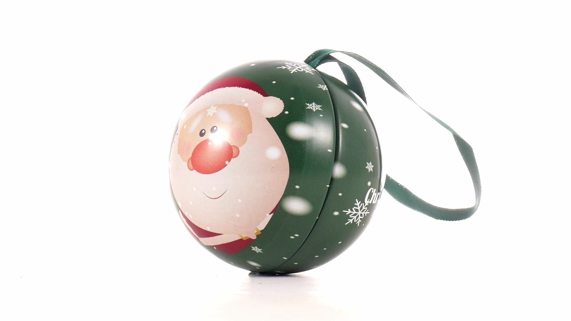 Glob de brad metalic verde cu model Mos Craciun Ø7 cm XM787817 - Green Print