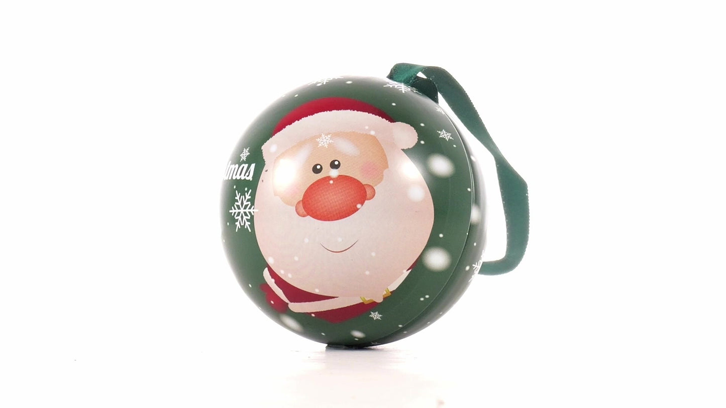 Glob de brad metalic verde cu model Mos Craciun Ø7 cm XM787817 - Green Print
