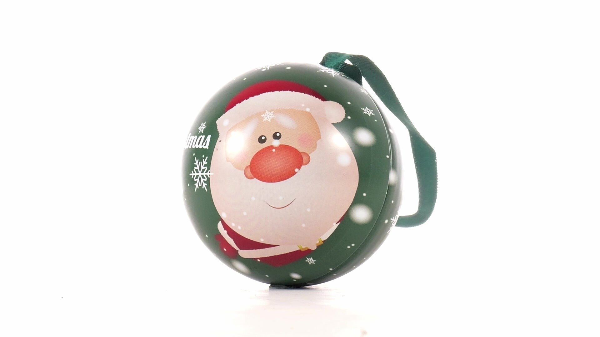 Glob de brad metalic verde cu model Mos Craciun Ø7 cm XM787817 - Green Print