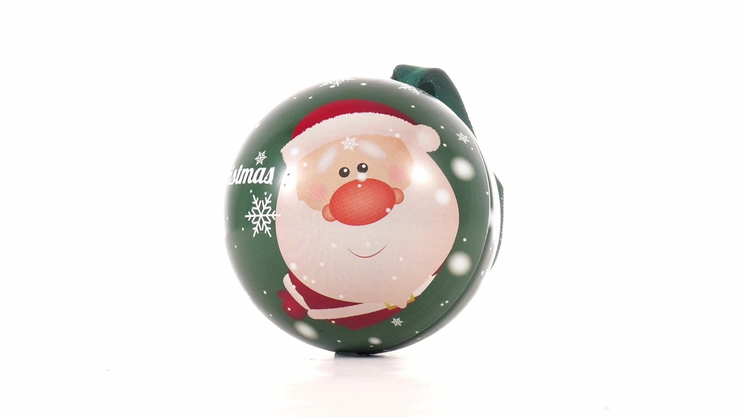 Glob de brad metalic verde cu model Mos Craciun Ø7 cm XM787817 - Green Print
