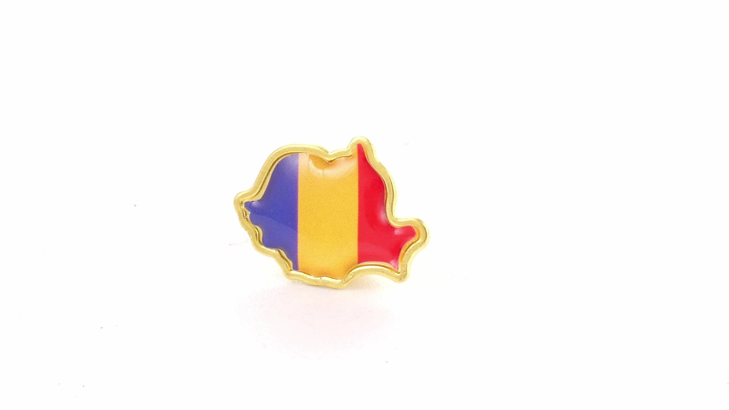 Pin metalic auriu tricolor ROMANIA ST706180 - Green Print