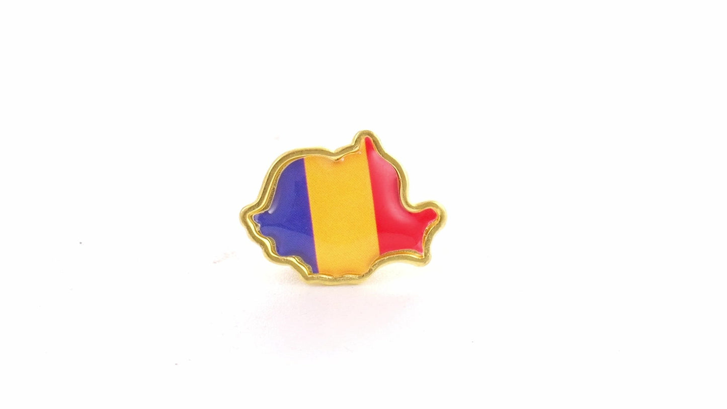 Pin metalic auriu tricolor ROMANIA ST706180 - Green Print