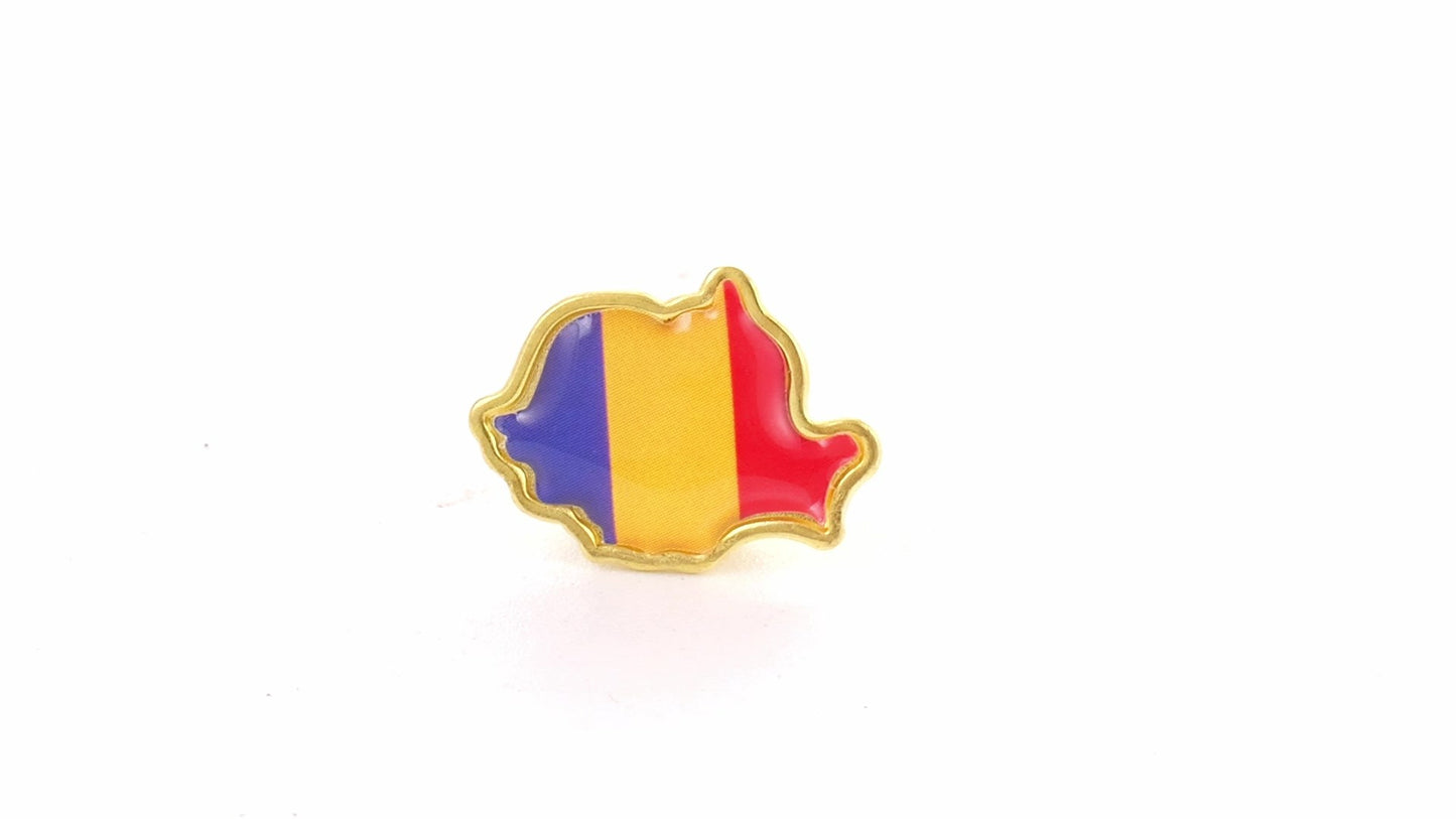 Pin metalic auriu tricolor ROMANIA ST706180 - Green Print