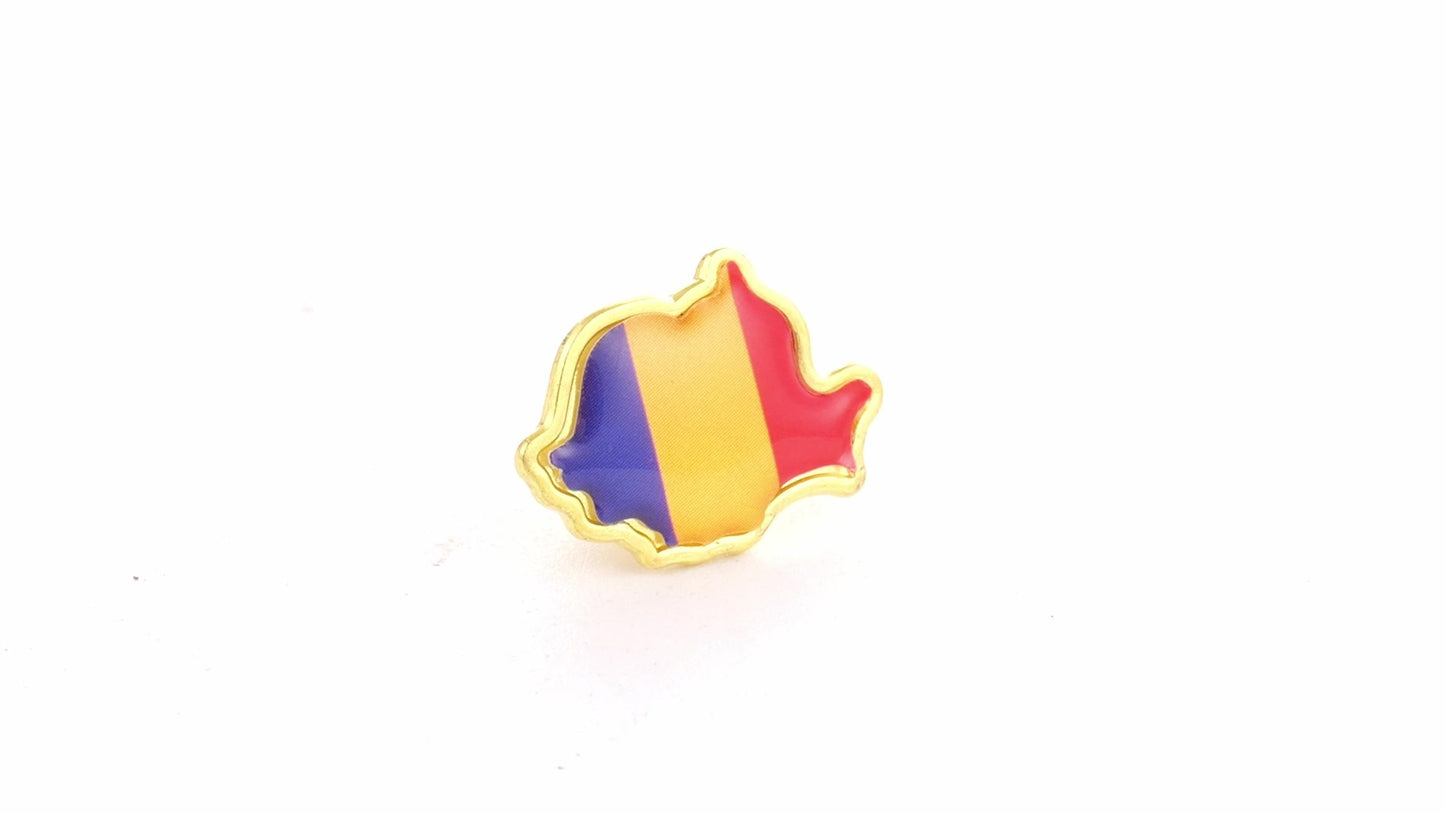 Pin metalic auriu tricolor ROMANIA ST706180 - Green Print