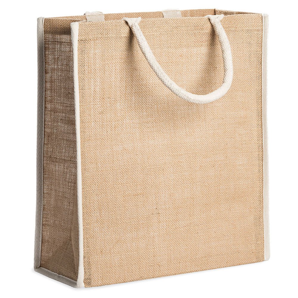 Sacosa iuta cu manere de bumbac 38x42 BO7148S129 - Green Print