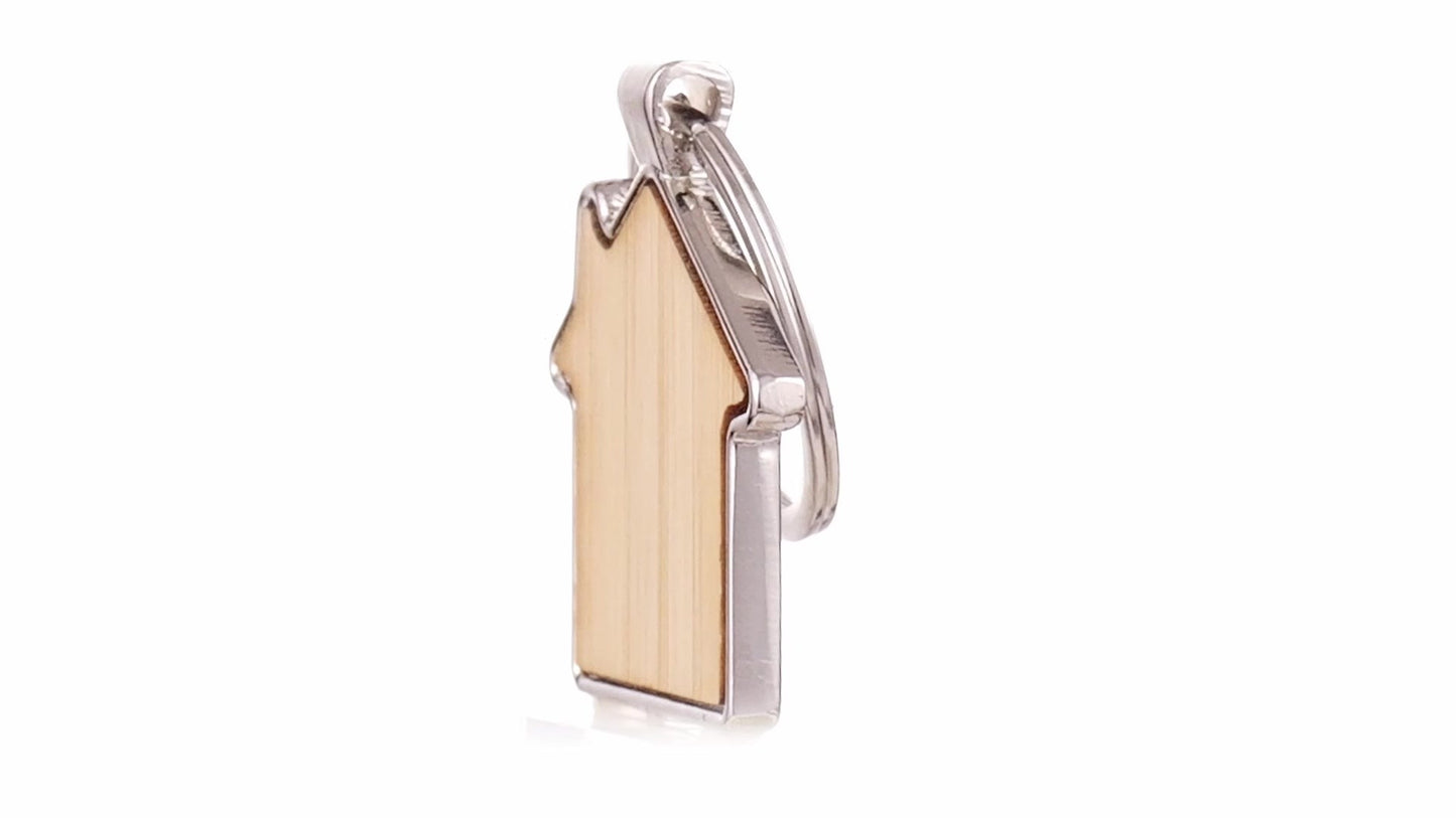 Breloc gravabil casa lemn+metal KO1148S129 - Green Print