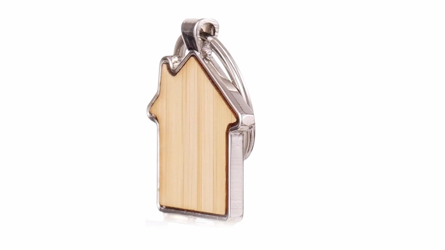 Breloc gravabil casa lemn+metal KO1148S129 - Green Print