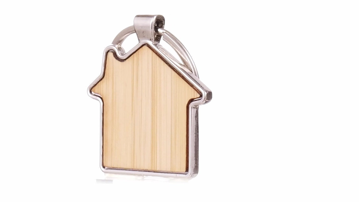 Breloc gravabil casa lemn+metal KO1148S129 - Green Print