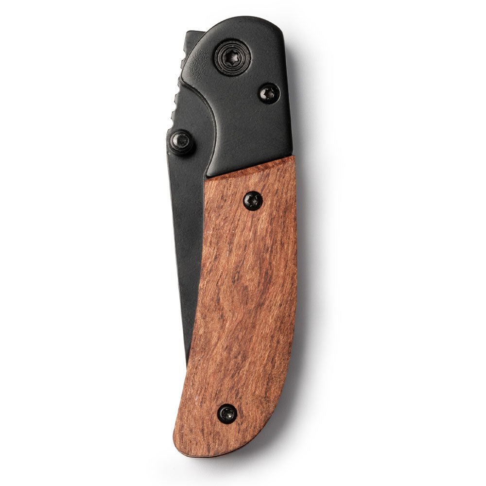 Briceag negru cu maner de lemn gravabil GOLIAT NA3990S129 - Green Print