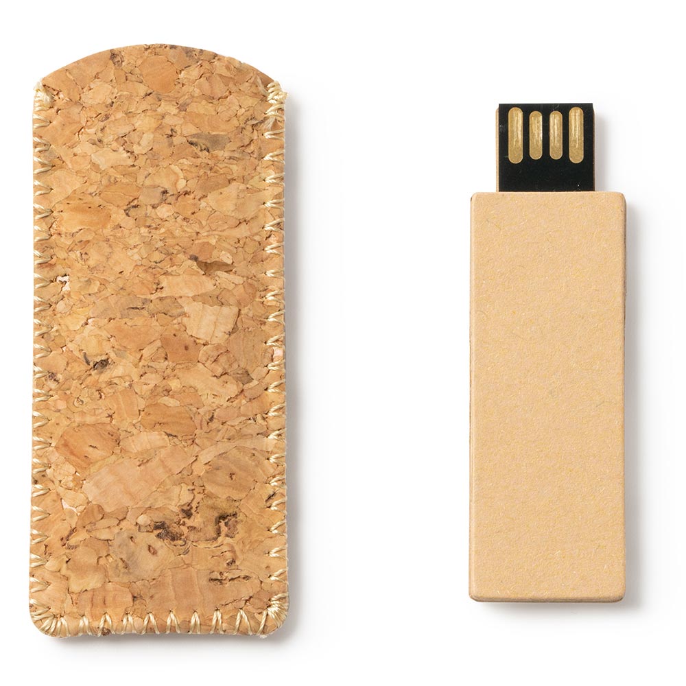 Stick USB 16GB din carton reciclat cu husa de pluta US4197G1629 - Green Print
