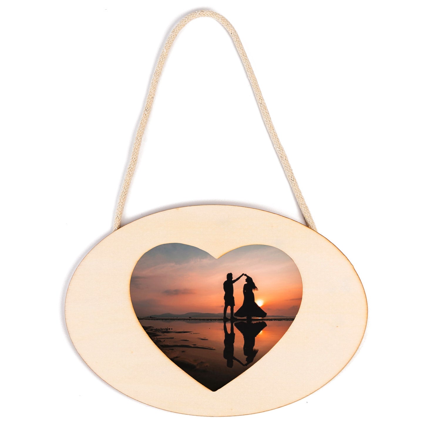 Rama foto lemn oval inima WD102925 - Green Print